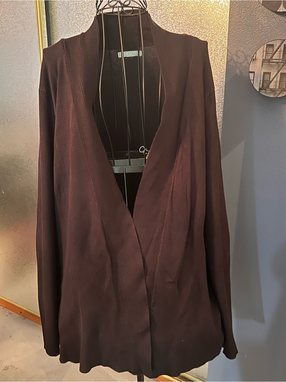 Women’s Dana Buchman Open Front Black Ribbed Cardigan.